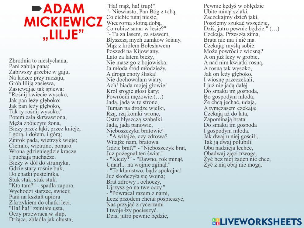 Adam Mickiewicz -Lilie-