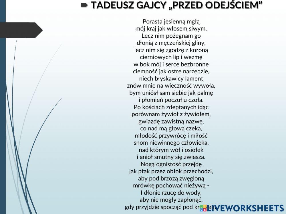 Tadeusz Gajcy -Miłość bez jutra-