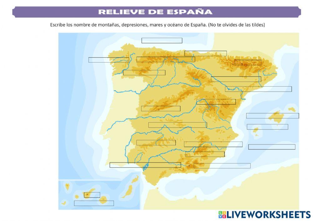 Relieve de España mudo Relieve de España mudo