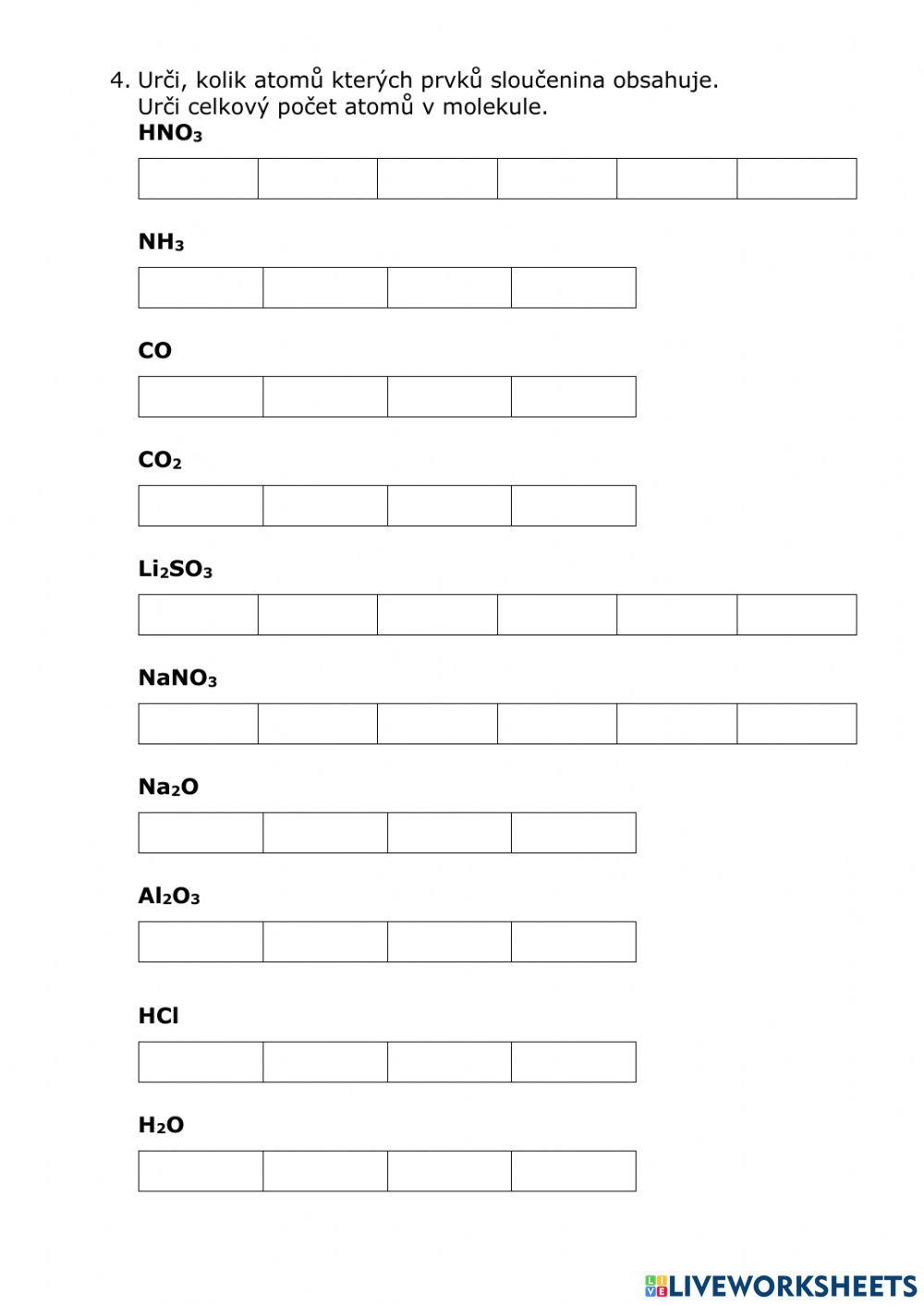 Atom, molekula, prvek, sloučenina