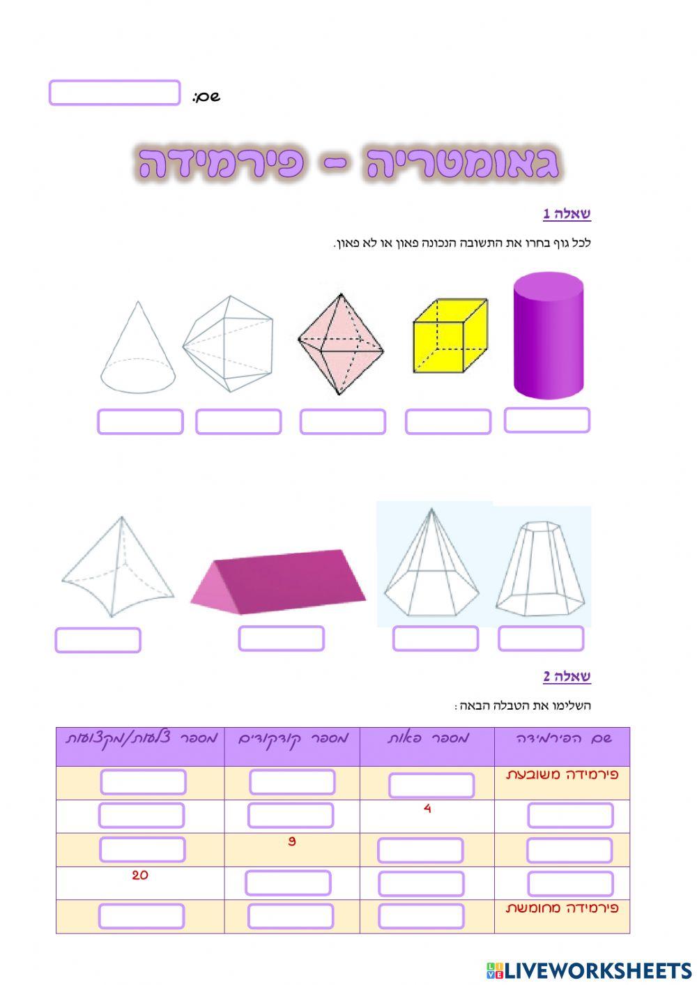 גופים - פירמידות