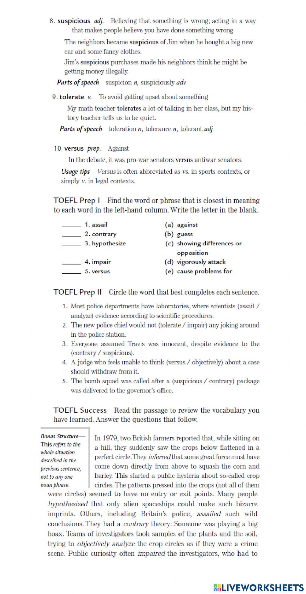 Vocalubary itp L28 and L29
