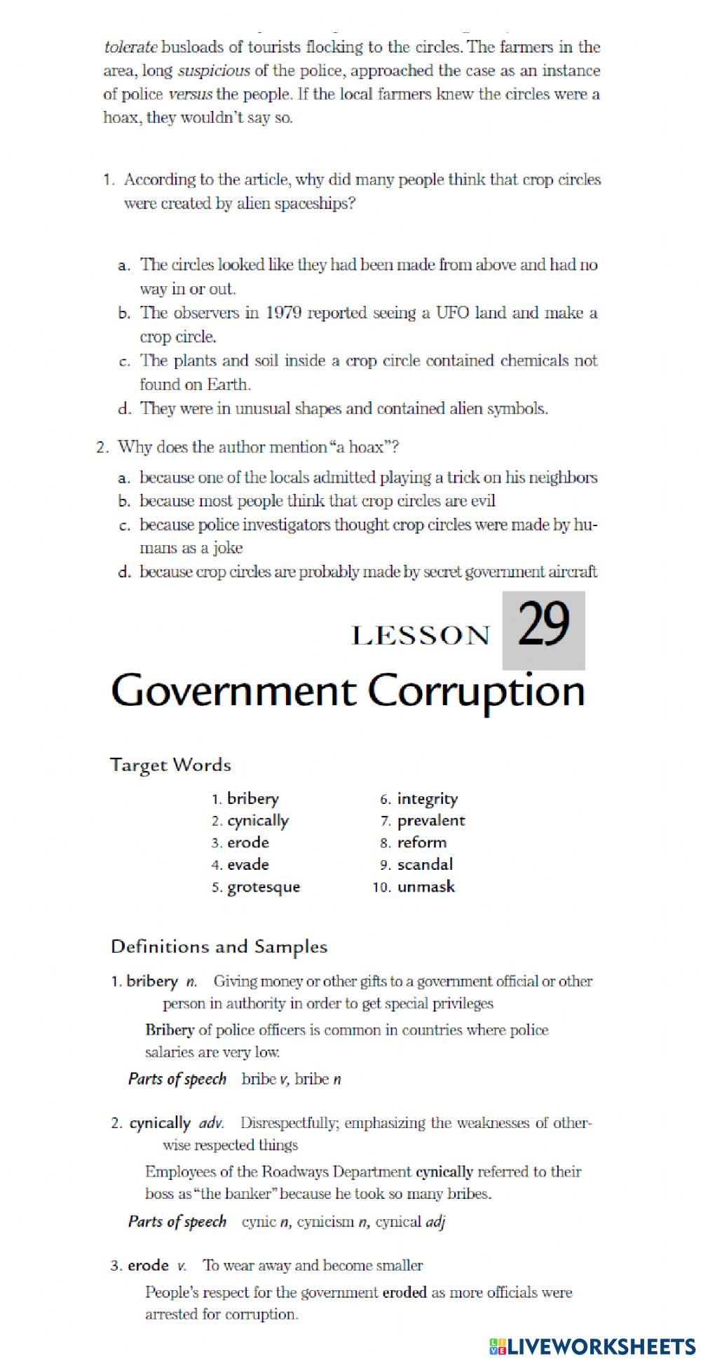 Vocalubary itp L28 and L29