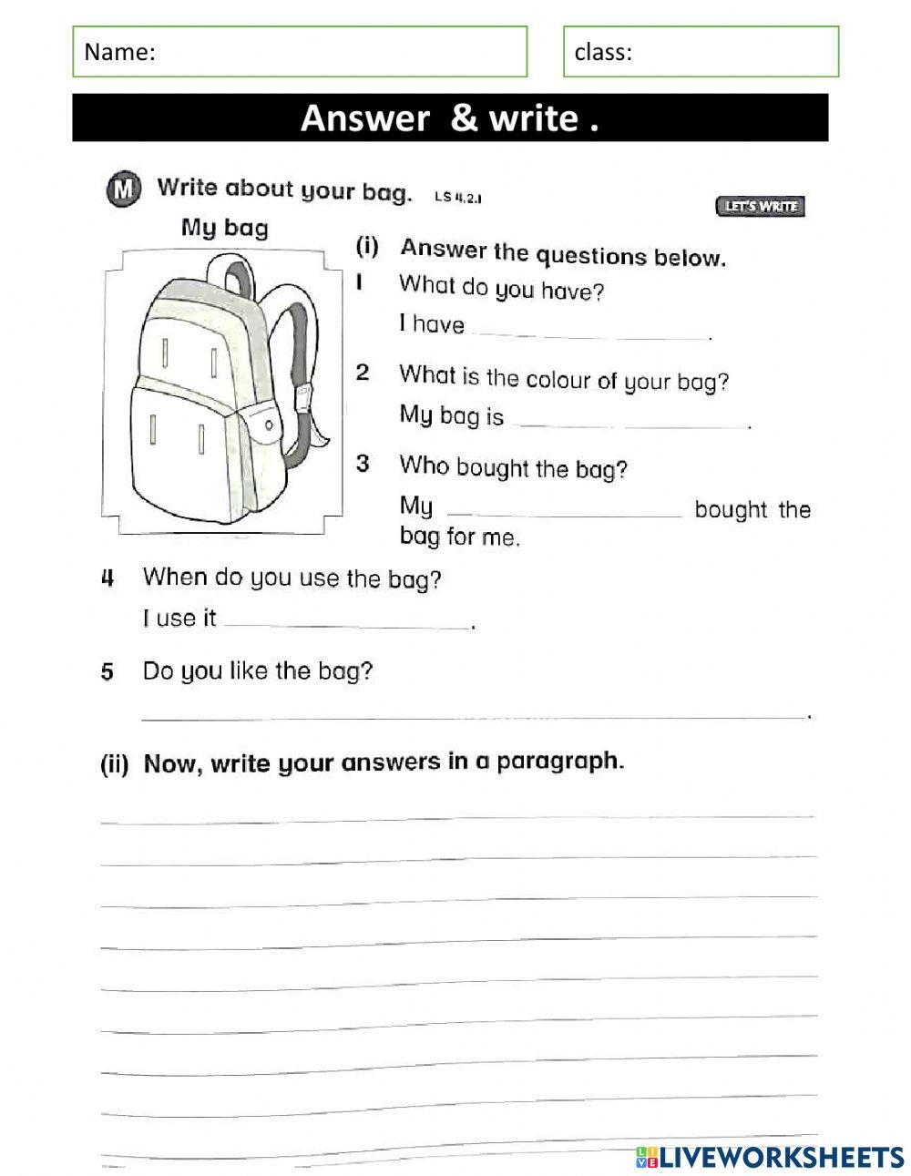 At school writing enrichment