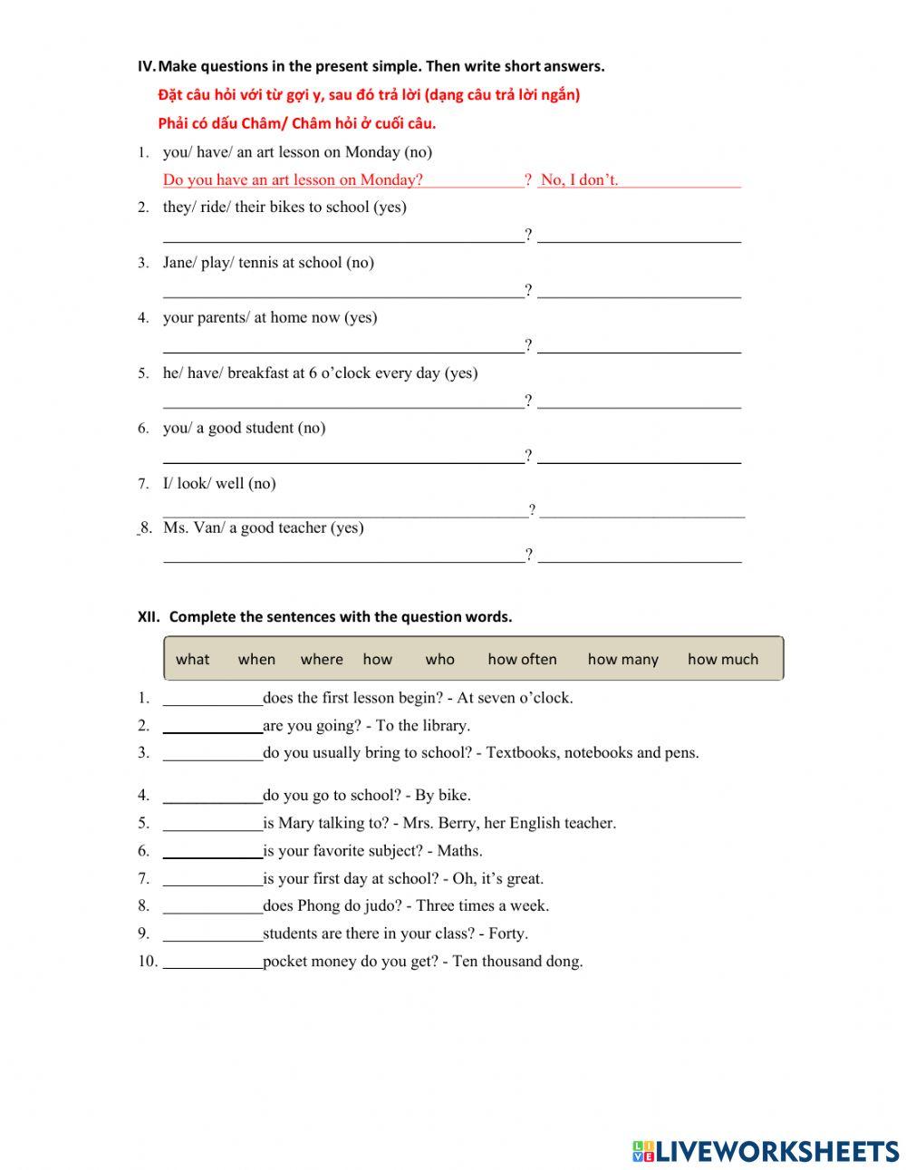 MLH6 - Unit 1 - My new school - Vocab-HTD