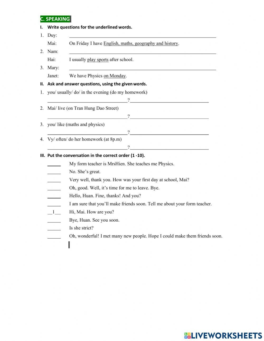MLH6 - Unit 1 - My new school - Vocab-HTD