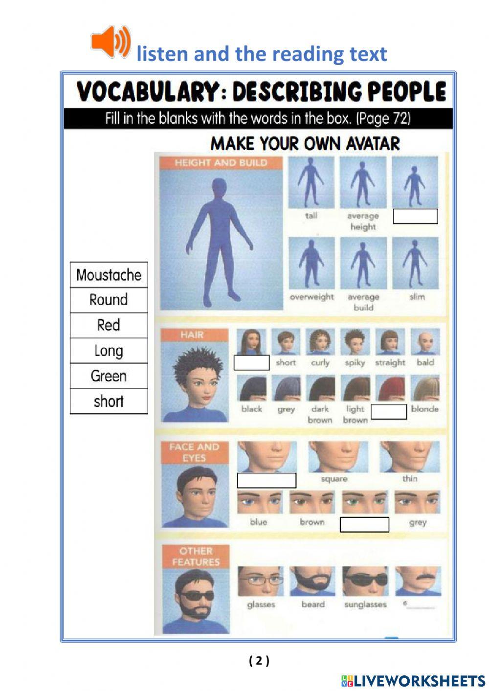 YEAR 5 : UNIT 7 : GROWING UP PAGE 72- ACTIVITY 1, 2, 3, - 4