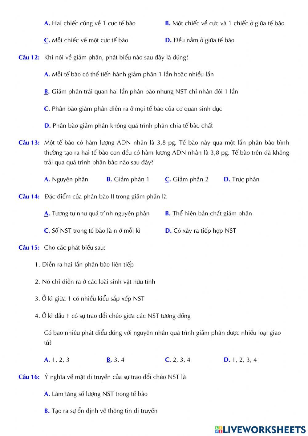 Sinh 10 - Bài 2. Giảm phân