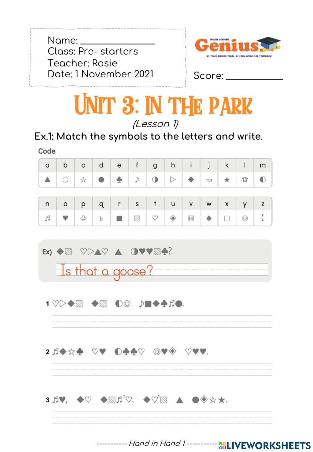 Unit 4: In the park (Lesson 1)