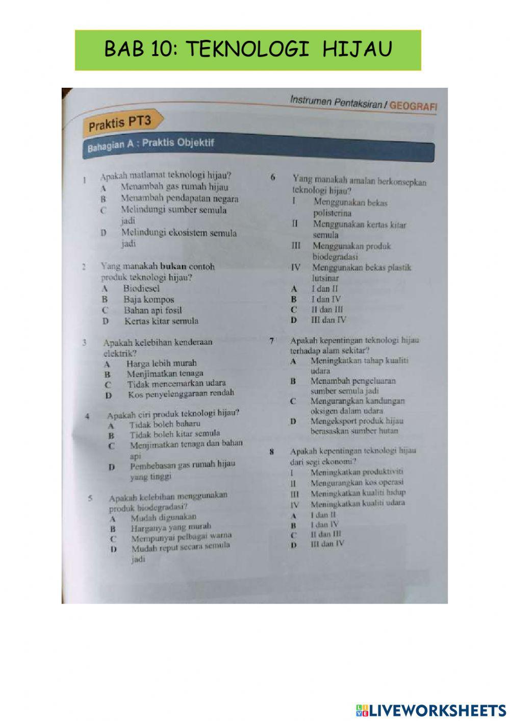 Bab 9: pemanasan global & bab 10: teknologi hijau