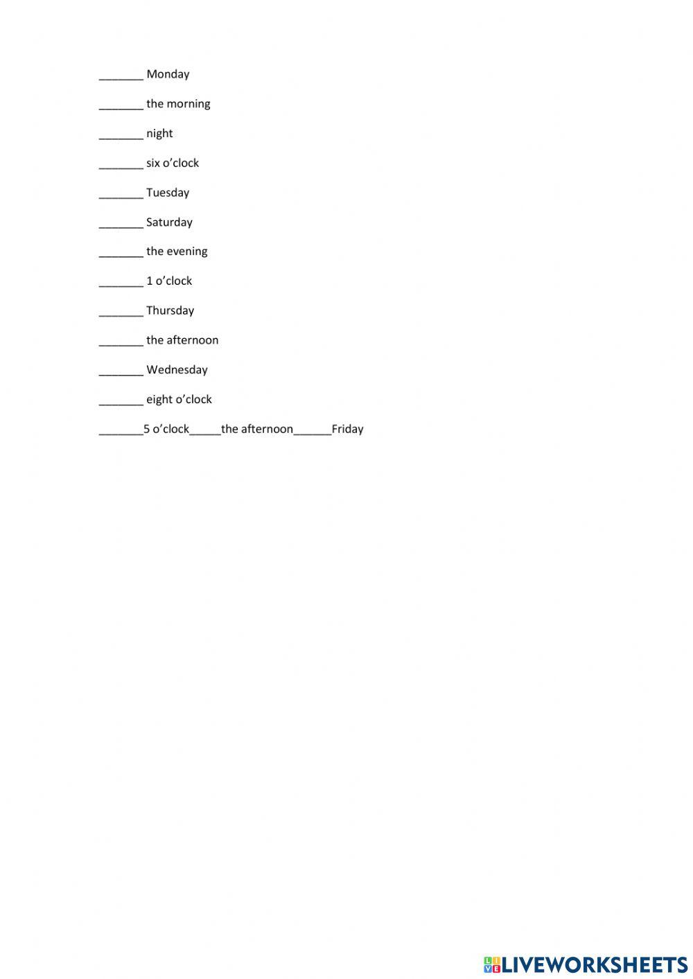 Prepositions of time