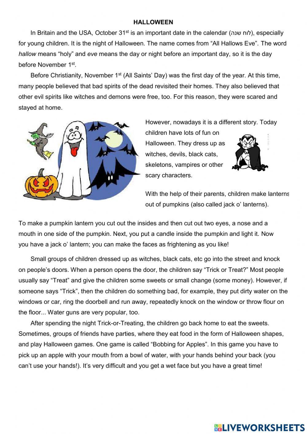 Halloween Reading Comprehension