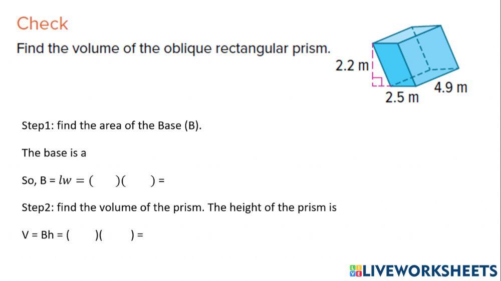 check-2-volume-of-oblique-prism-online-exercise-for-live-worksheets