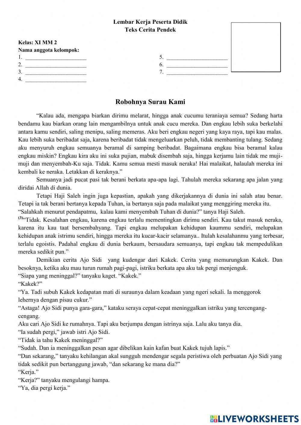 Lembar Kerja Bahasa Indonesia Kelas XI