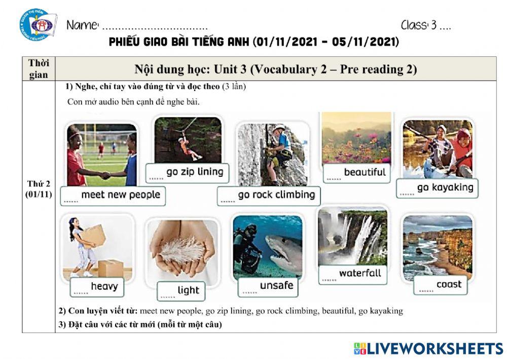 Phiếu giào bài môn Tiếng Anh tuần 14