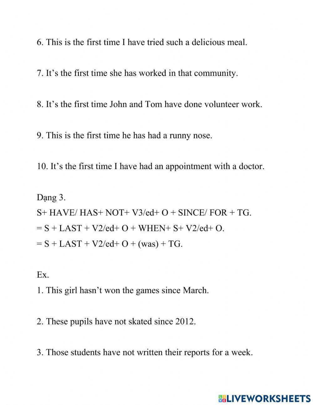 Rewrite past simple and present perfect