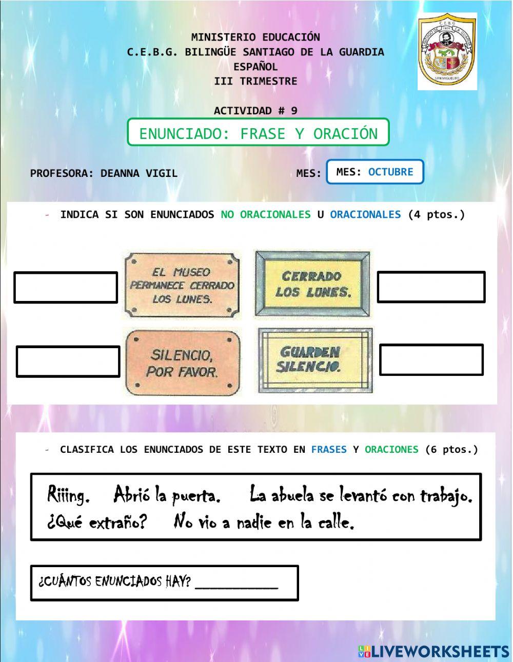 Enunciado: frase y oración