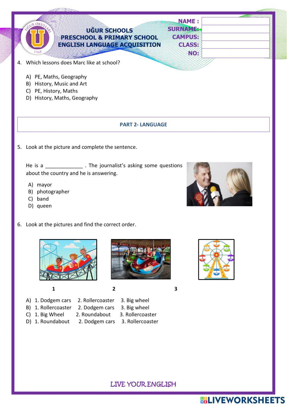 21-22 URT 1 Grade 4 Practice Test