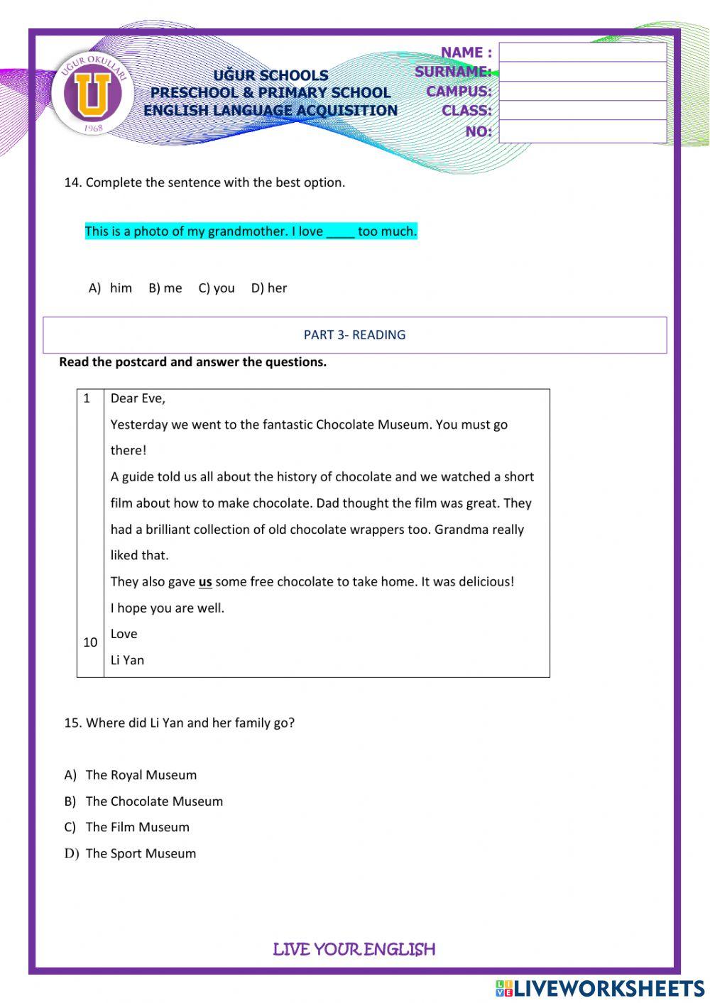 21-22 URT 1 Grade 4 Practice Test