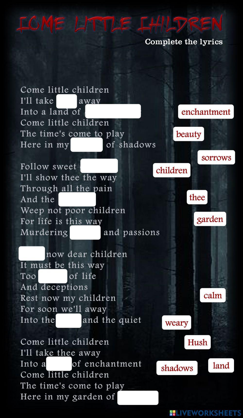 Come little Children - Lyrics