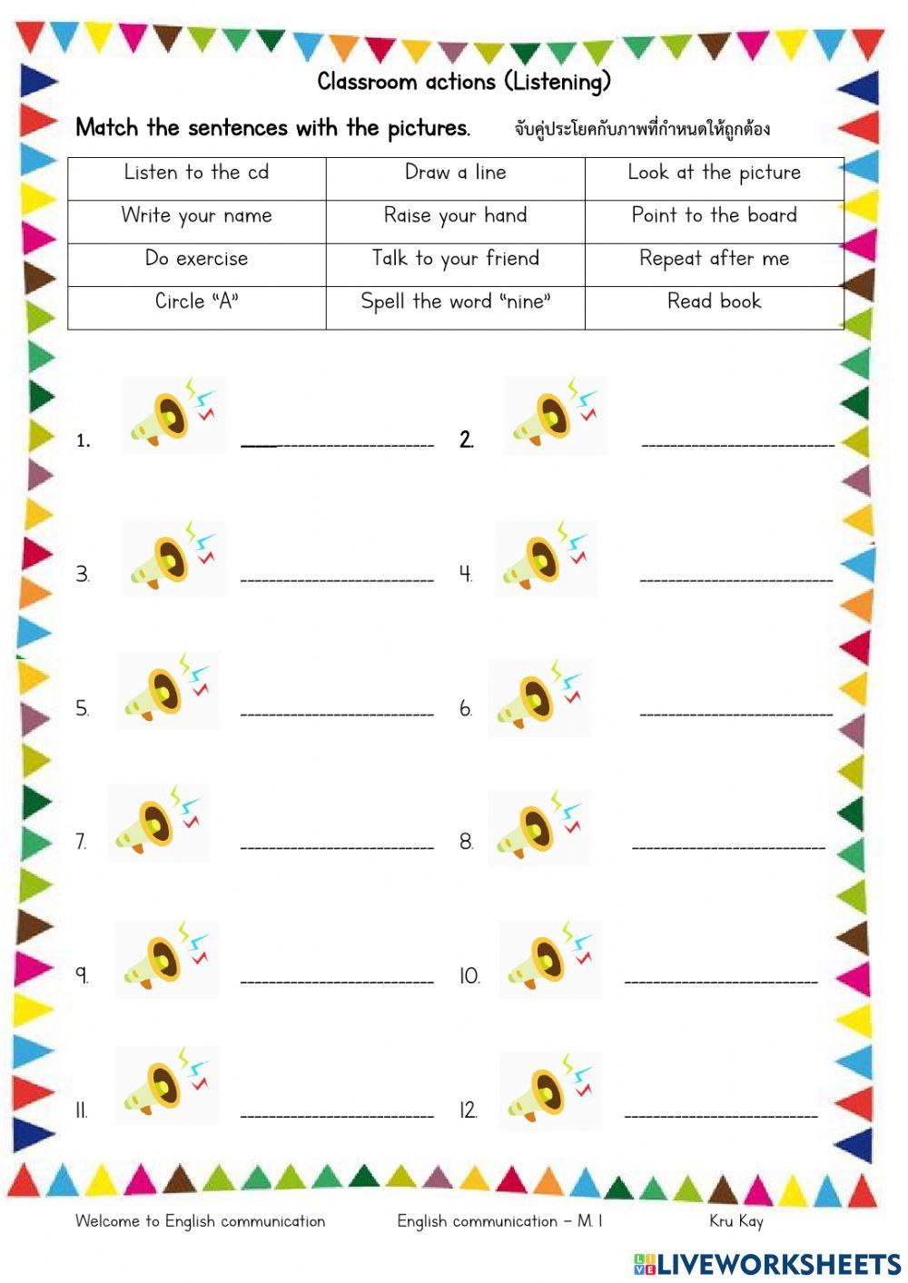 Classroom actions (Listening)