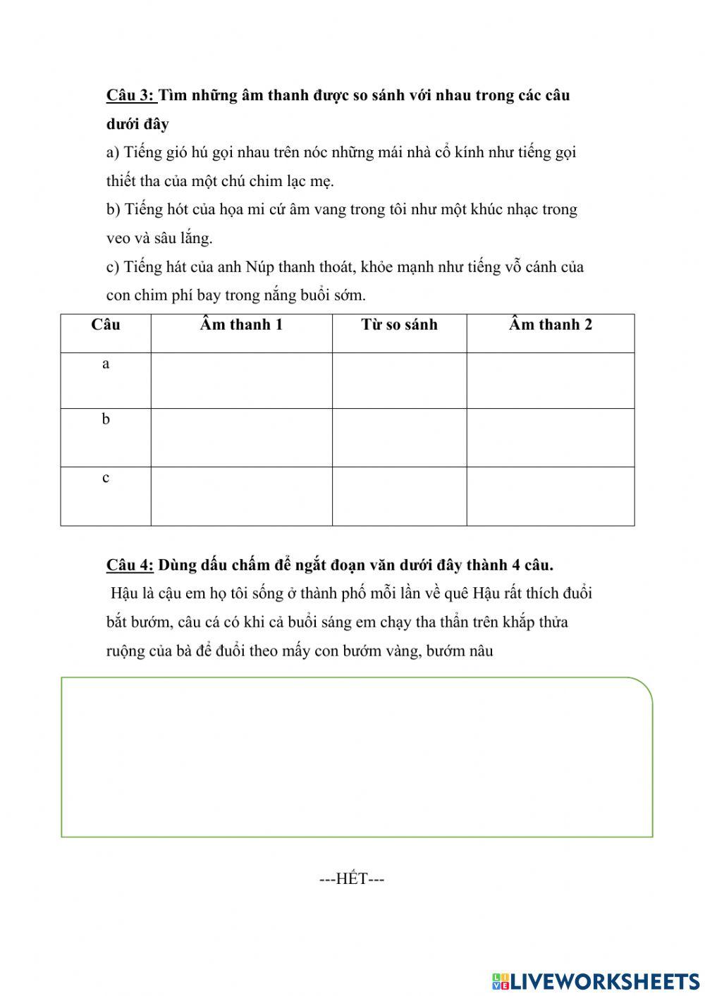 Bài tập LTVC 2 (tuần 9)