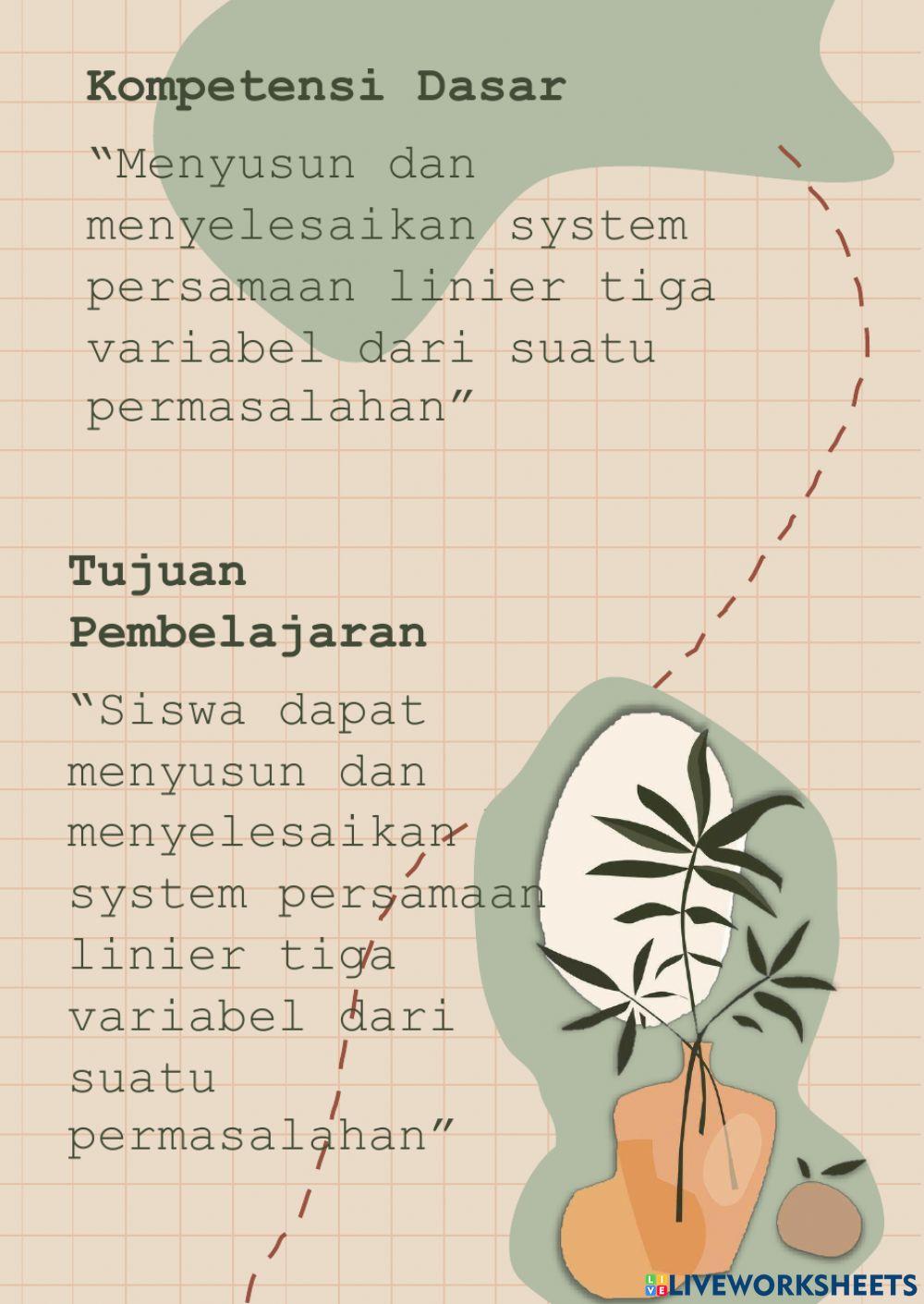Sistem persamaan linier tiga variabel