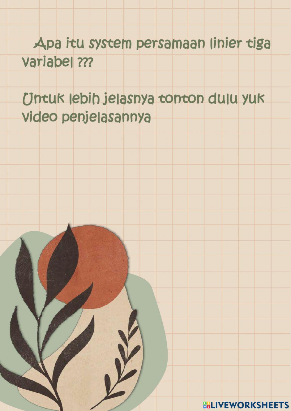 Sistem persamaan linier tiga variabel