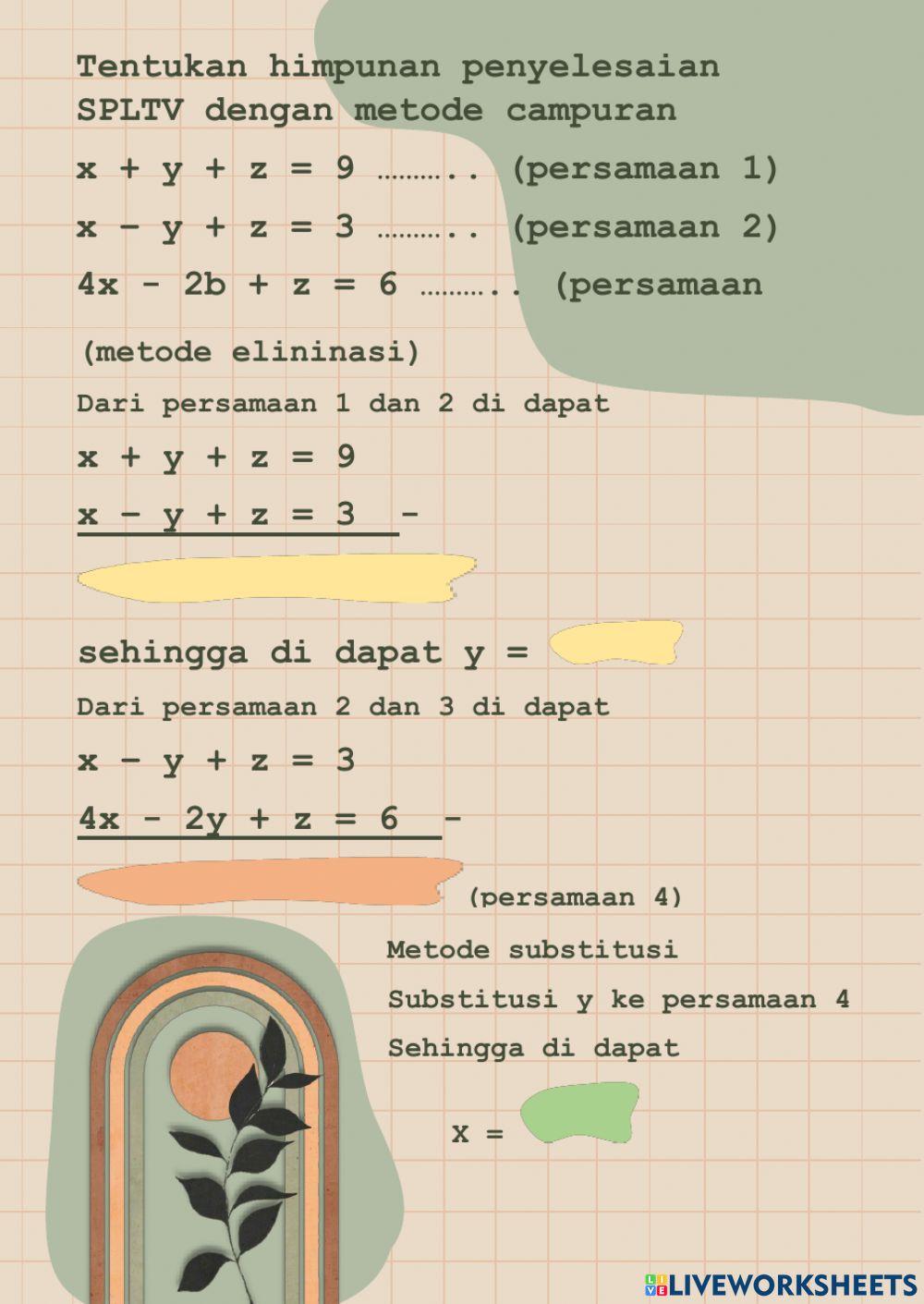 Sistem persamaan linier tiga variabel