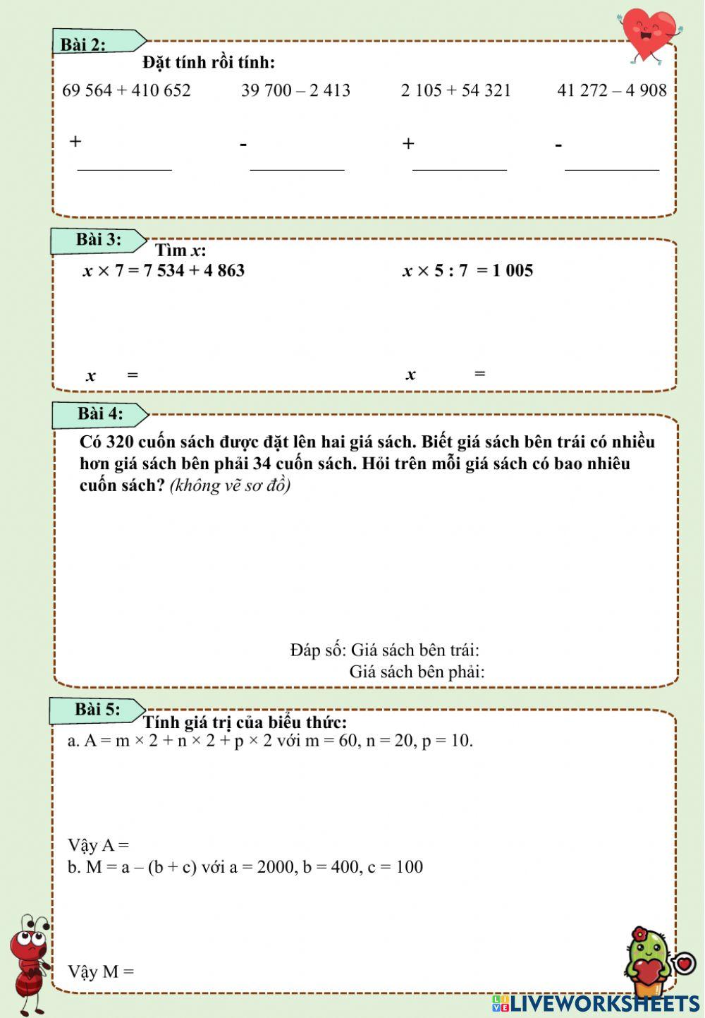 Phiếu ôn tập giữa HKI môn Toán số 6