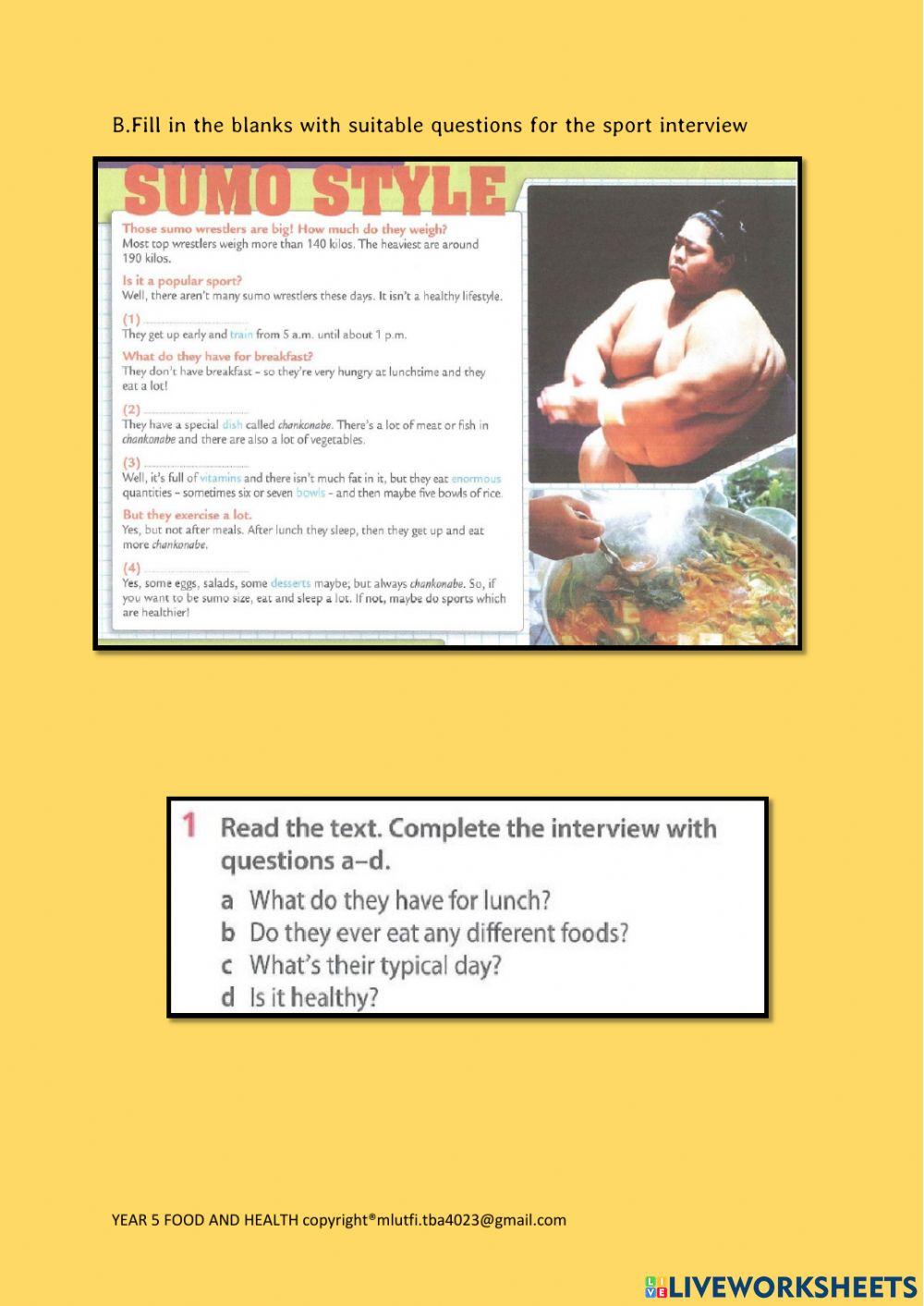 Year 5 food and health