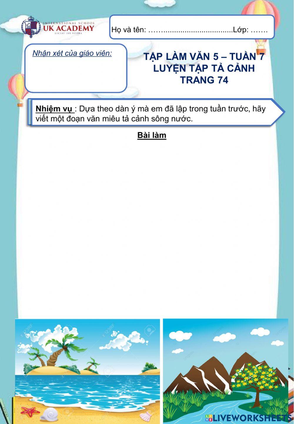 TLV 5 - Luyện tập tả cảnh - Trang 74