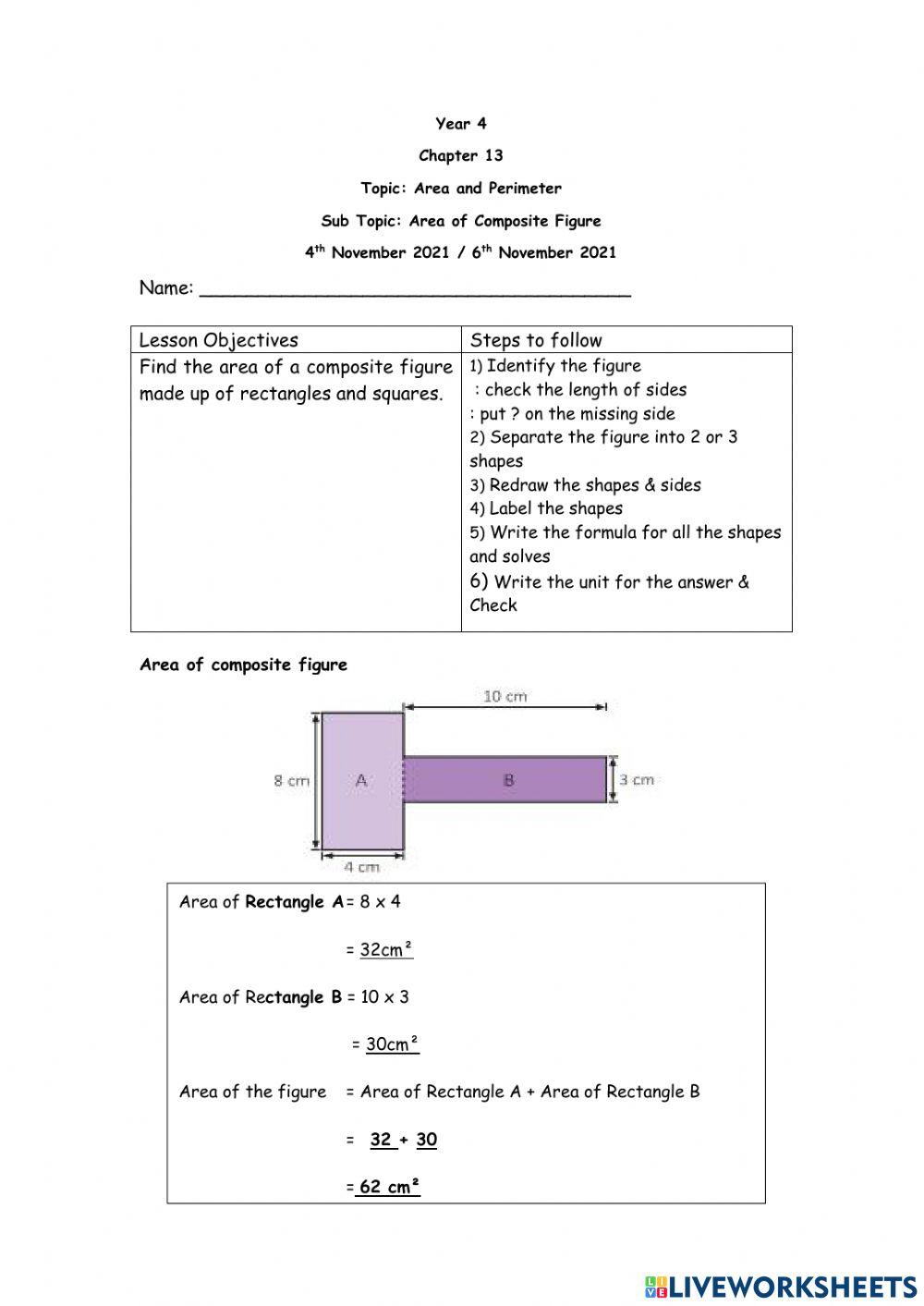 Area of composite figure