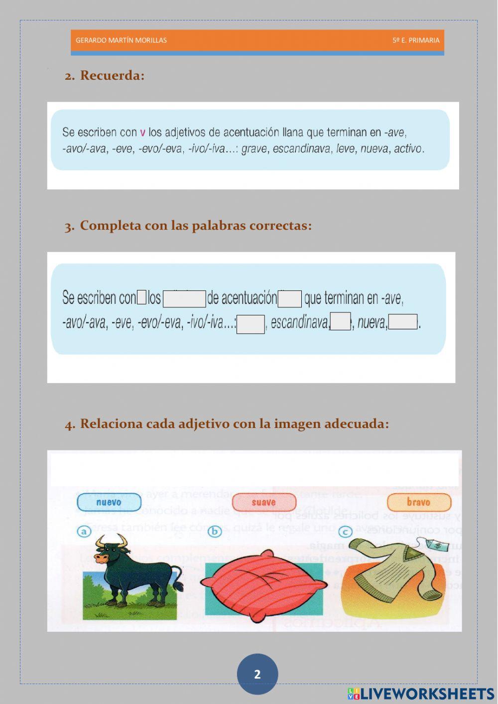 Taller de ortografía. Ficha 5.