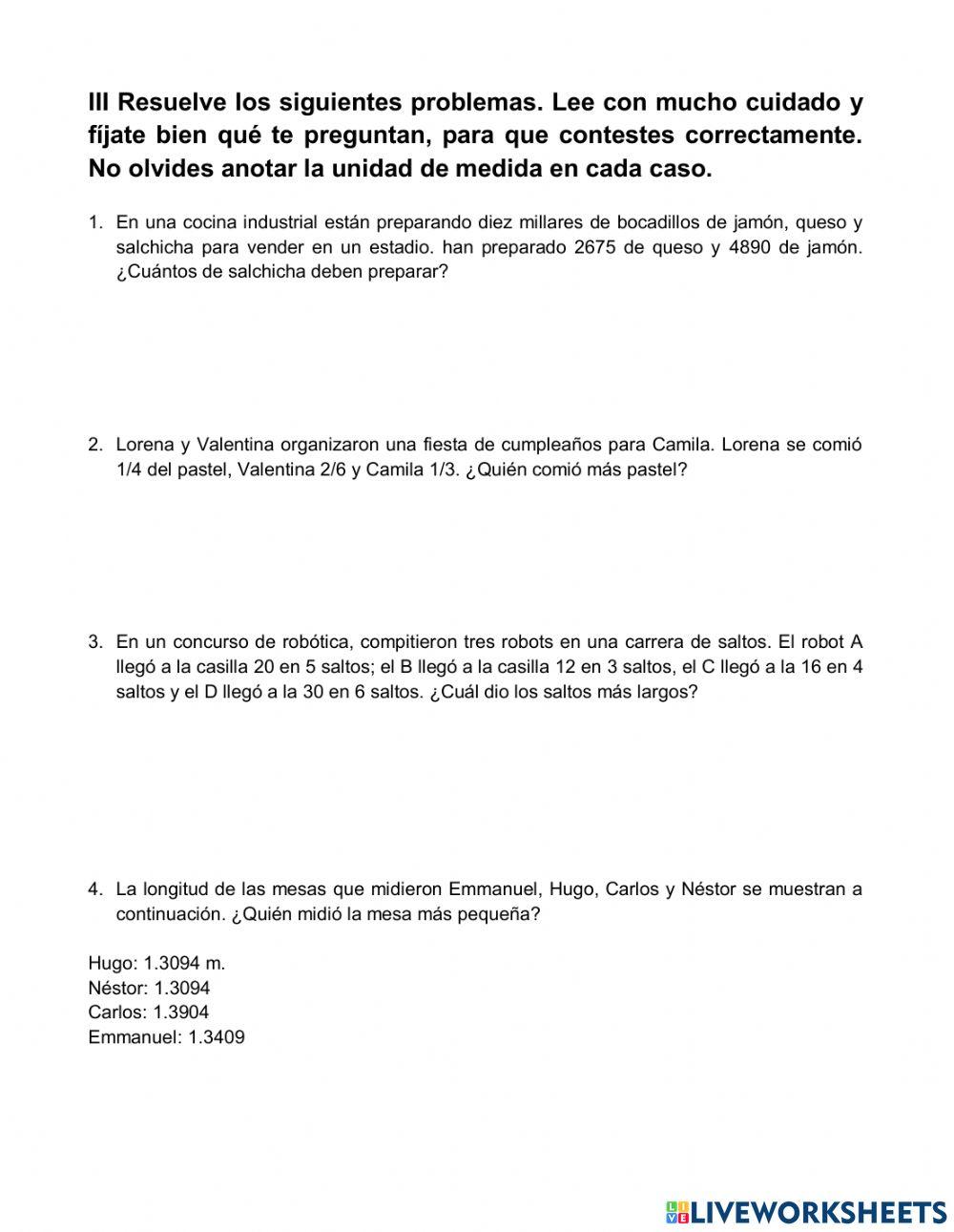 Primer Examen Trimestral de matemáticas