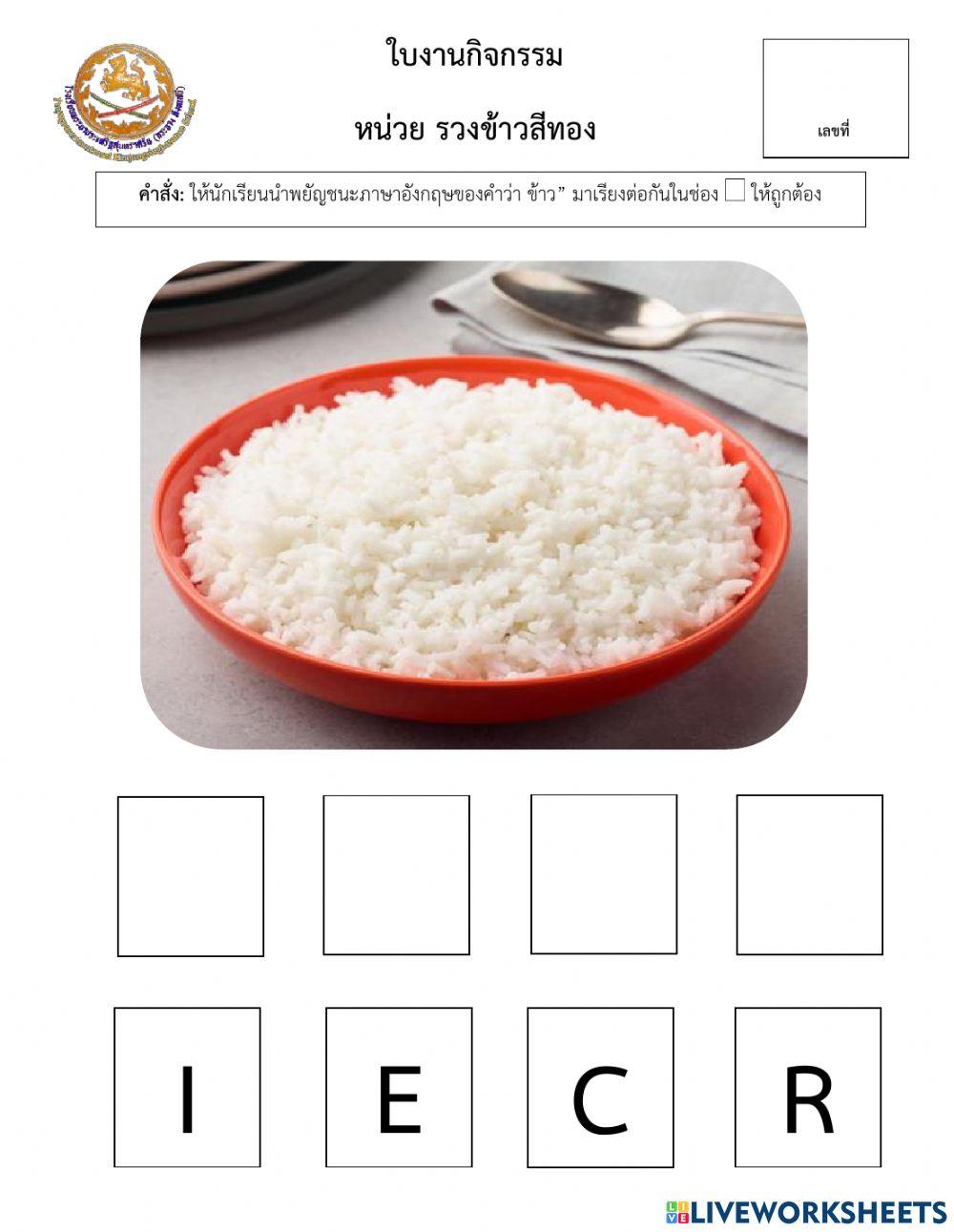 ใบงาน ข้าว