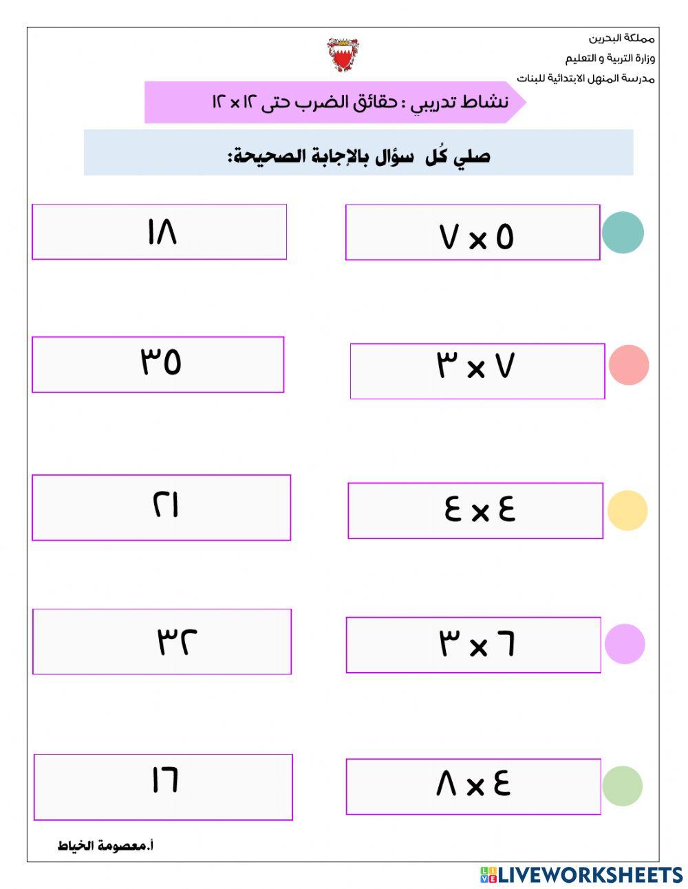حقائق الضرب و القسمة