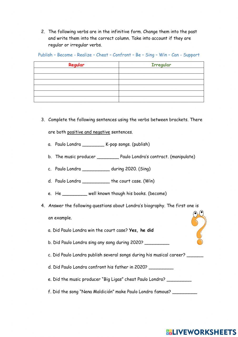 Past Simple - General Revision