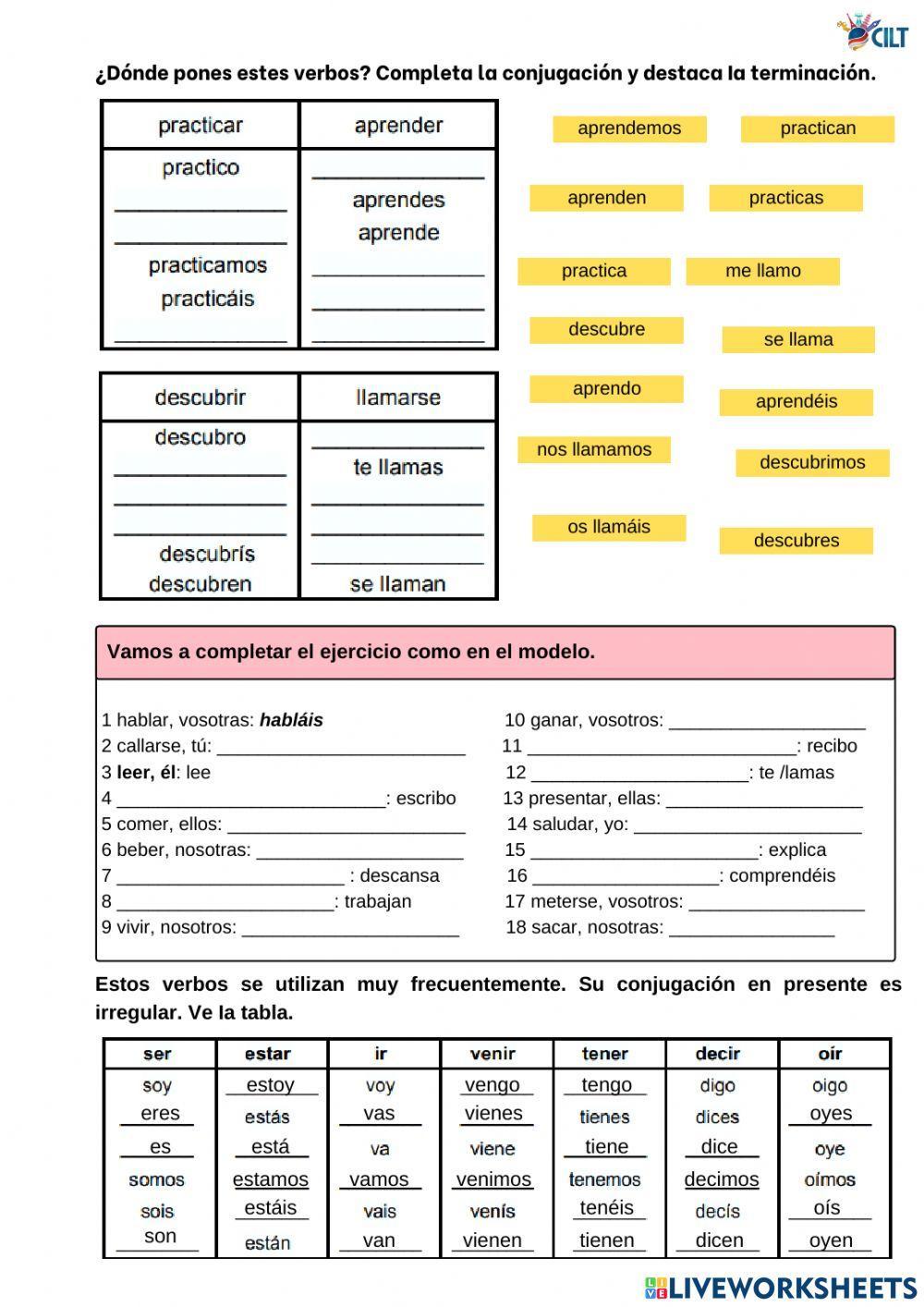 Verbos irregulares - presente de indicativo