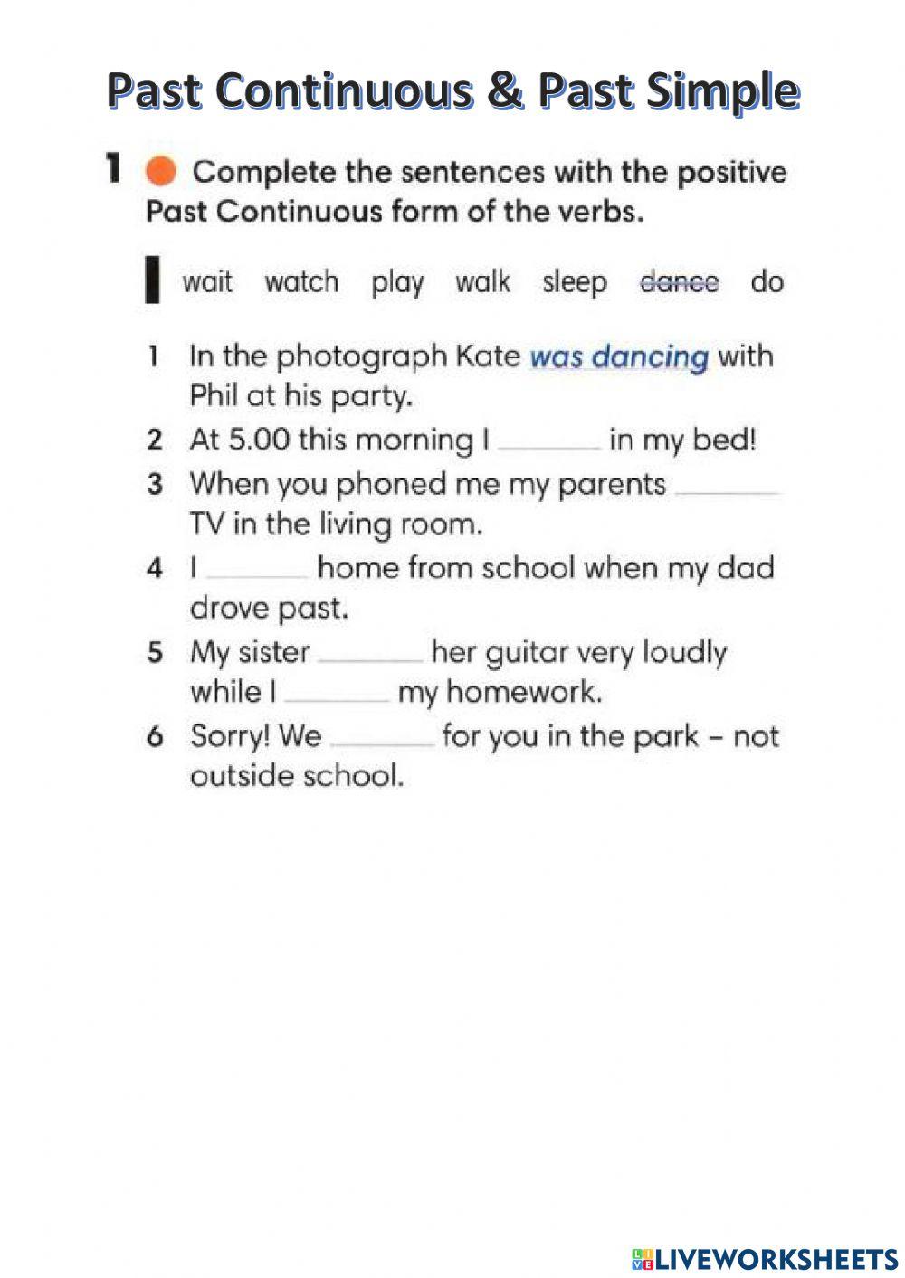 Wider World 2 - Unit 6.4 - Grammar (Past Continuous & Past Simple - workbook)