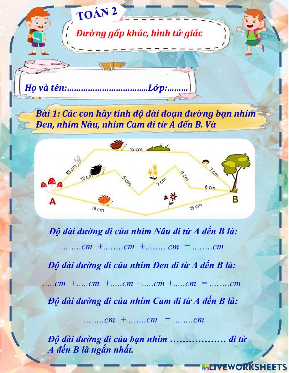 Thư viện mở: Toán lớp 2- Bài đường gấp khúc hình tứ giác