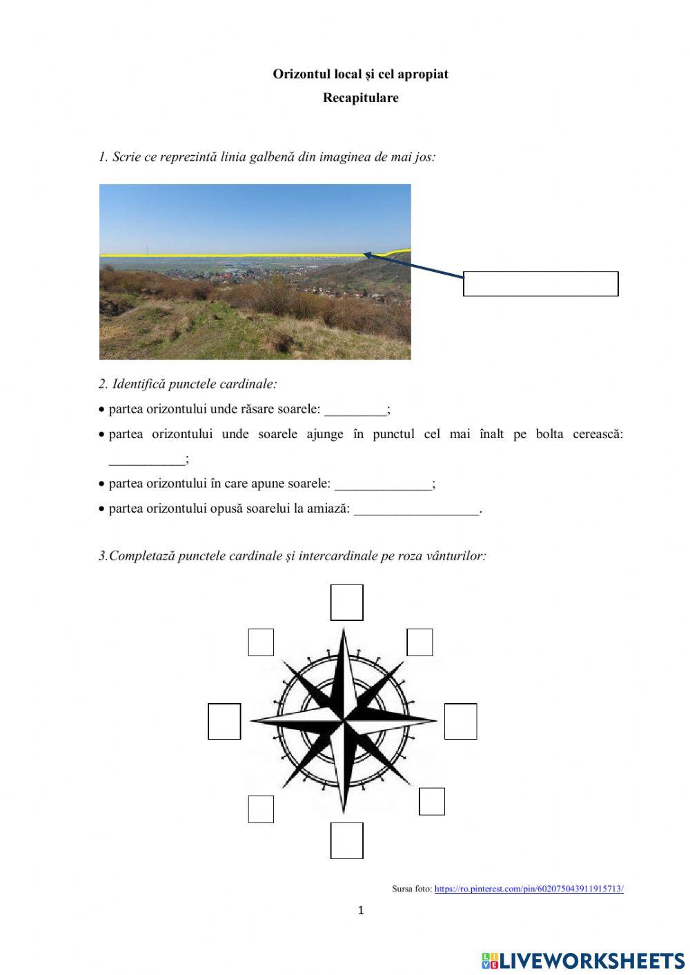Orizontul local și cel apropiat. Recapitulare
