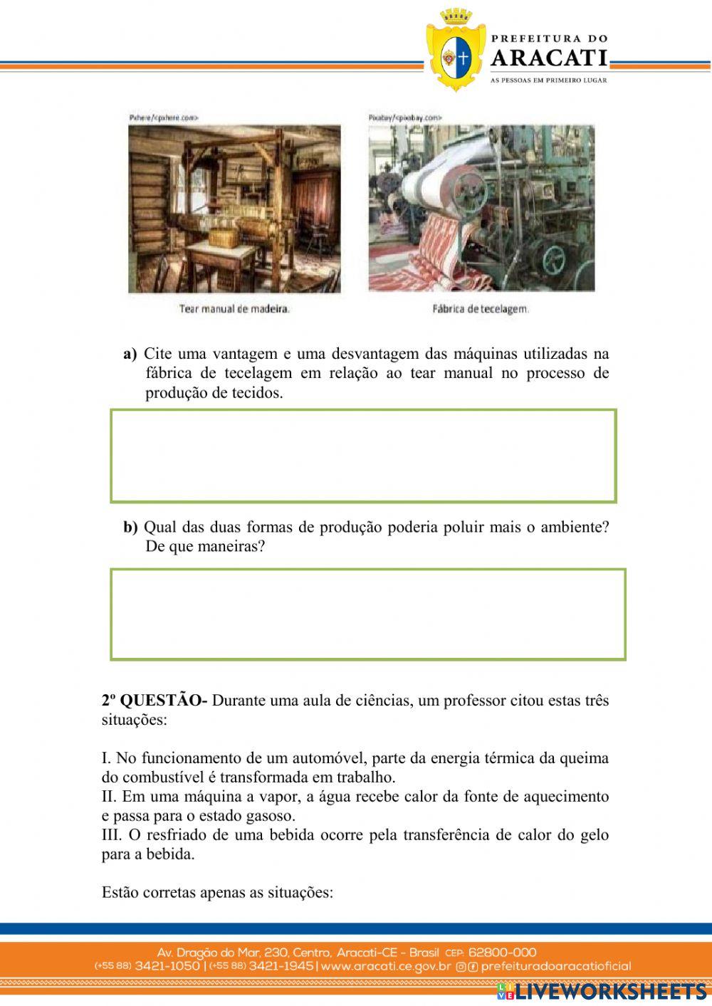 Atividade 7º ano - história das máquinas