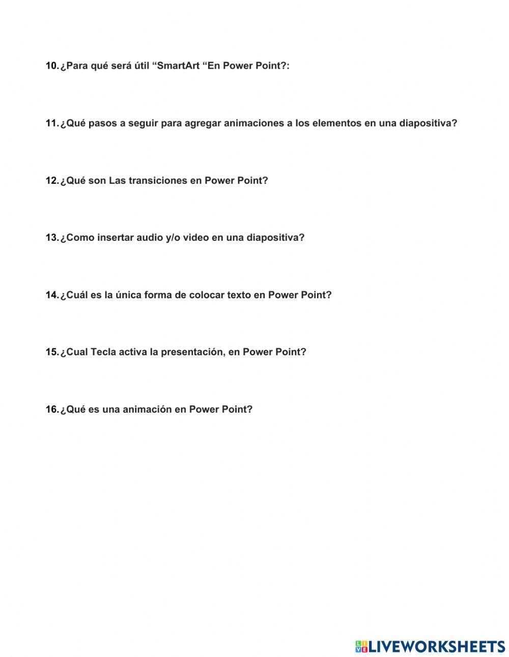 Preguntas de Microsoft PowerPoint 2013