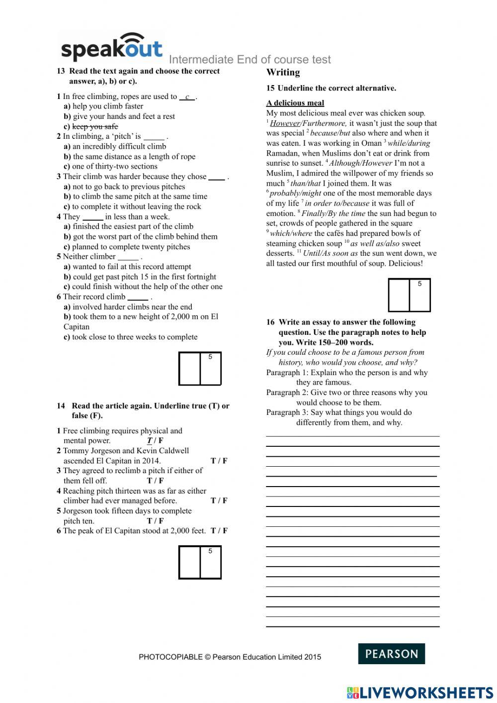 End of course test - Speak out - Intermediate