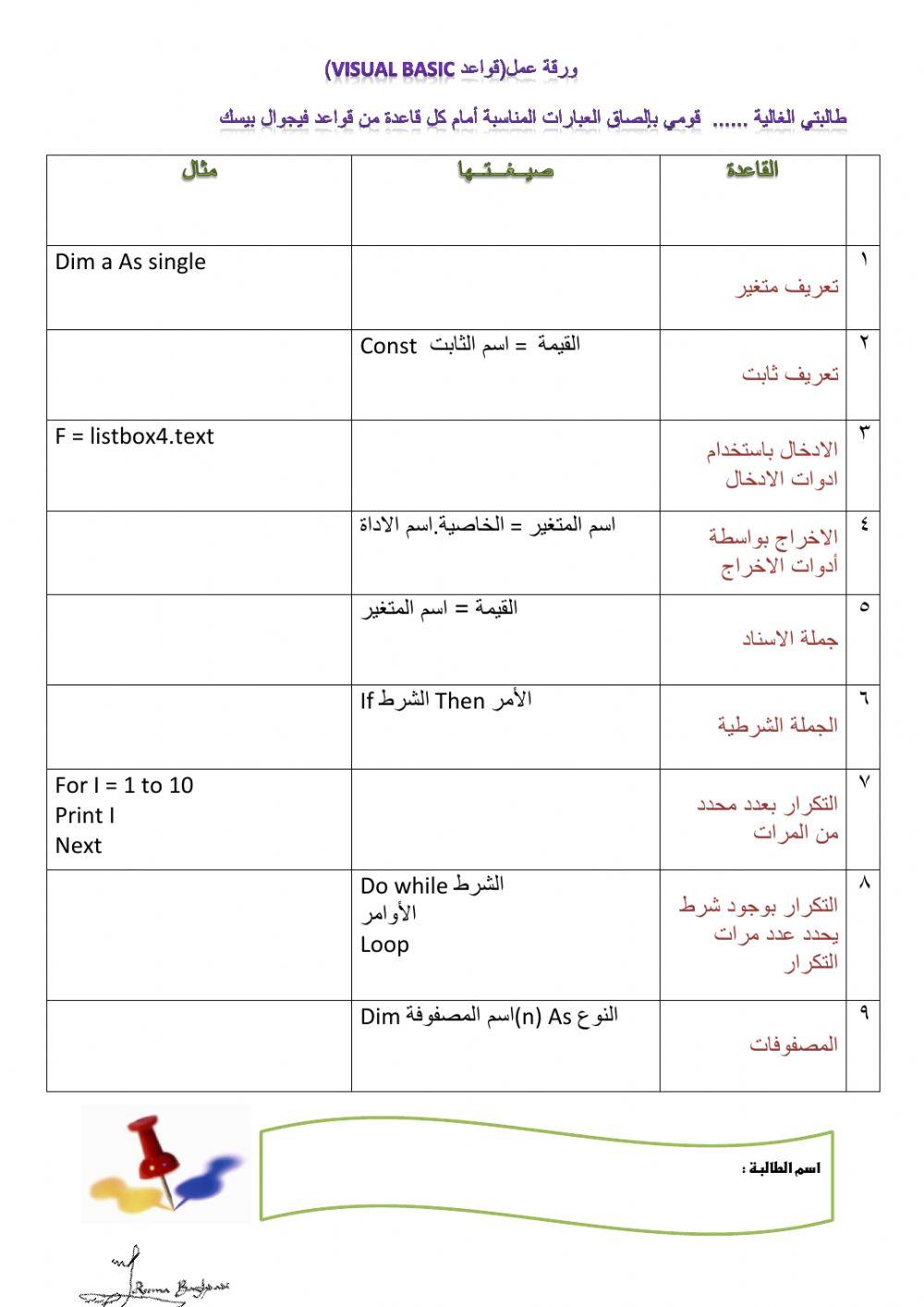 قواعد فيجوال بيسك