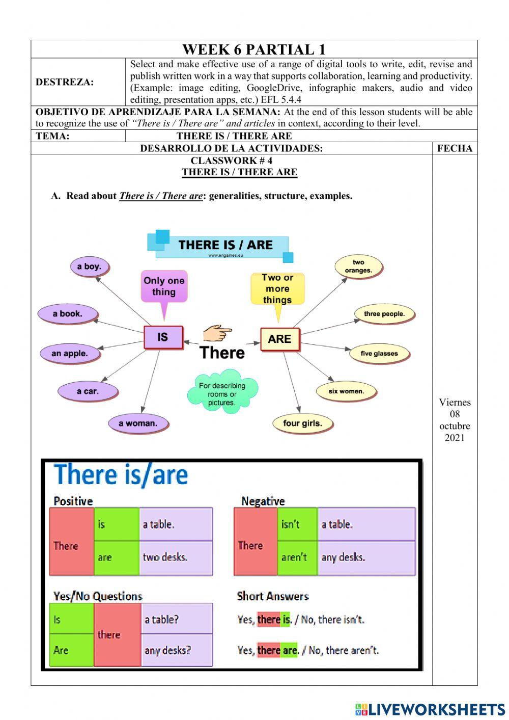 Ejercicio online There is - There are - Articles-1stBGU