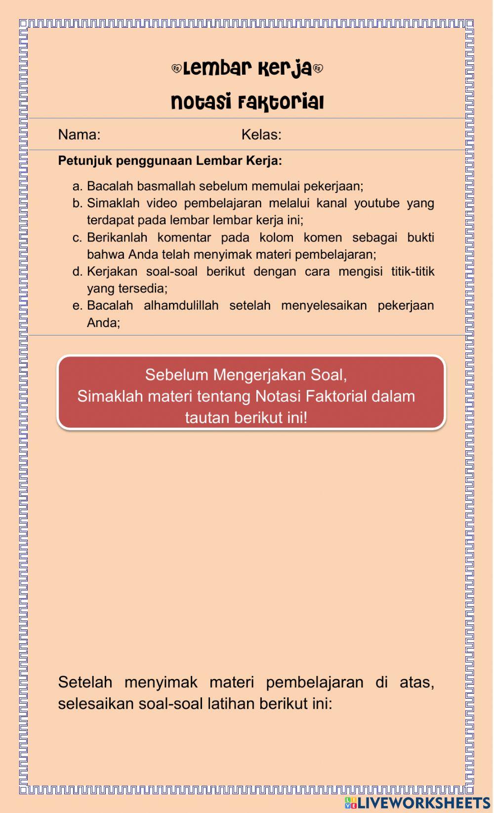 Notasi Faktorial