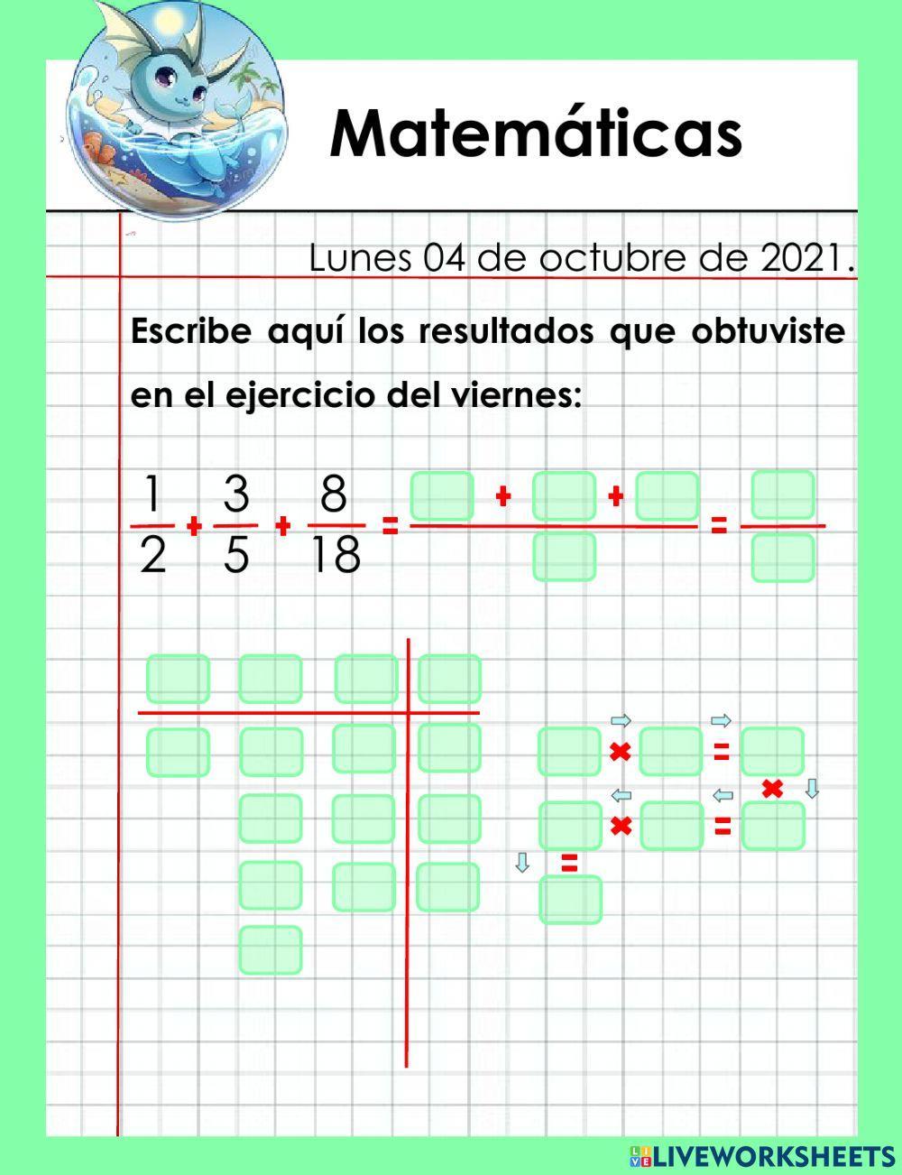 Suma de fracciones con MCM