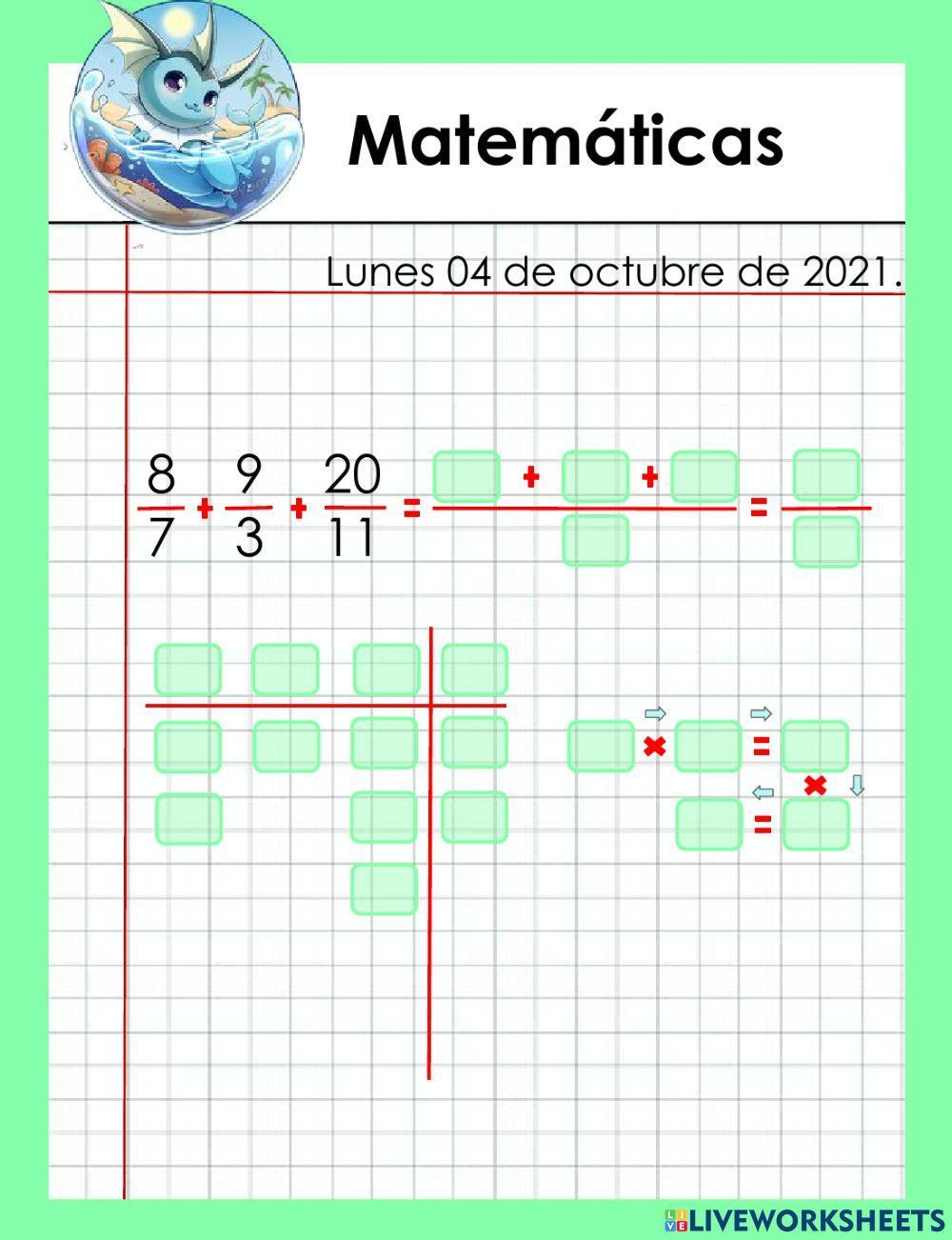 Suma de fracciones con MCM